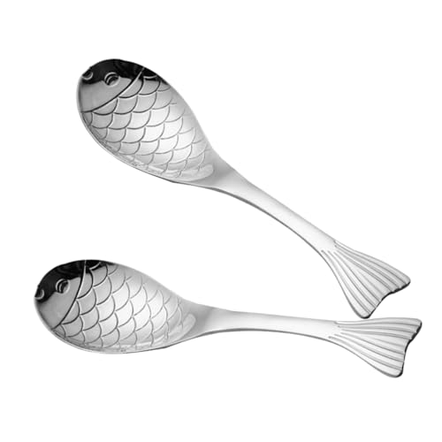 OSOLADY 2Stücke Fischförmige Löffel für Suppen Brei und Desserts Vielseitiges Küchenbesteck für von OSOLADY