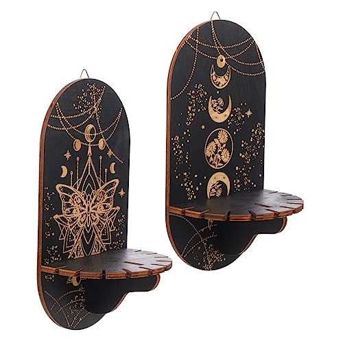 OSOLADY 2Stücke Teiliges Kristallwandregal aus Holz Bohemian Style zur Dekoration von Schlafzimmer und Wohnzimmer für Kristall und Glasterrarien von OSOLADY
