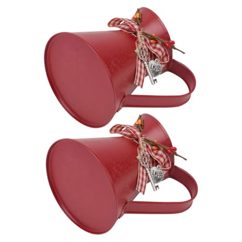 OSOLADY 2Stücke Vintage Metall Eimer Vase Rustikale Blumenkübel für Tischdekoration für Hochzeiten Garten und Zuhause Dekorative Pflanzgefäße im Landhausstil von OSOLADY