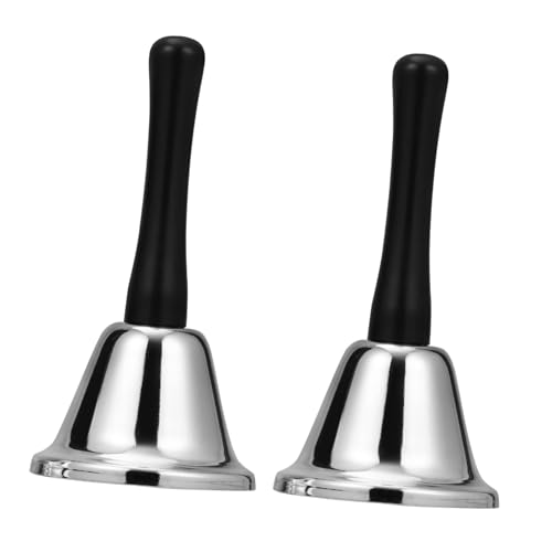OSOLADY 2Stücke Weihnachts Handglocken Silberne Handglocken für Dekoration Ergonomische Griffe für Festlichkeiten und Veranstaltungen Geeignet für Senioren und Pflegepersonal von OSOLADY
