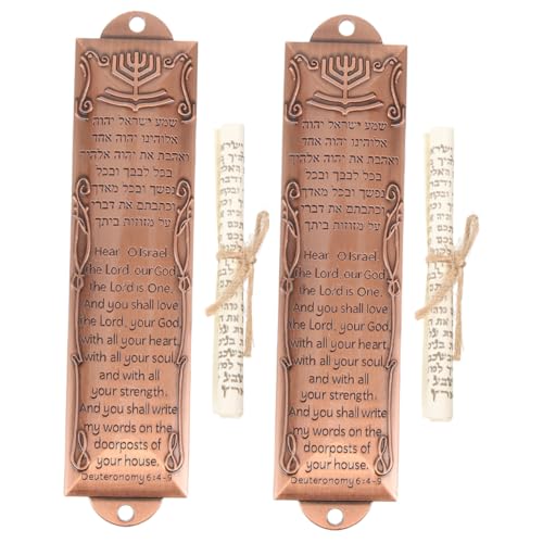 OSOLADY 2stücke Teiliges Mezuzah Jüdischem Segen Für Türdekoration Handgefertigte Israelische Kunst Für Hauswärmung Und Religiöse Anlässe Rotbronze von OSOLADY
