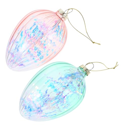 OSOLADY 2stücke Glas- -Eier Ornamente Hängende Deko Für Osterbaum Frühlingshafte Dekoration Pastellfarben Für Festliche Anlässe Und Kreative Osterfeiern von OSOLADY