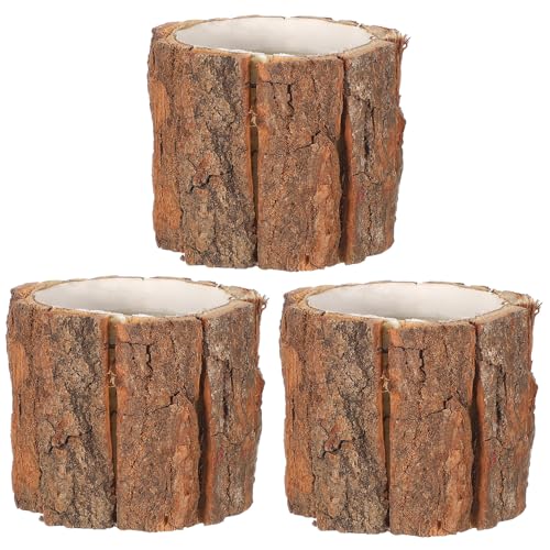 OSOLADY 3Stücke Rustikale Sukkulenten Pflanzer aus Naturholz wasserdichte Blumenbehälter für Hausdekoration Blumenvase für Innenräume und Schreibtische OSOLADY 3Stücke Rustikale Sukkulenten Pflanzer aus Naturholz wasserdichte Blumenbehälter für Hausdekoration Blumenvase für Innenräume und Schreibtische von OSOLADY
