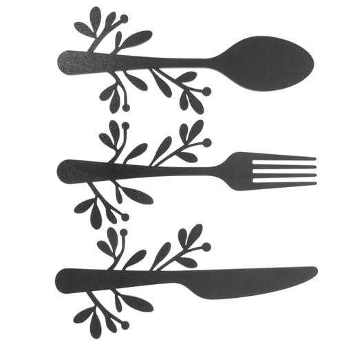 OSOLADY 3Stücke Teiliges Holz Löffel für Esszimmer und Küche Rustikale Wandverzierung Kreative Utensilien Wanddeko Schwarz von OSOLADY