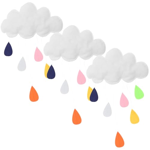 OSOLADY 3Stücke Teiliges Wolken Hängeornament mit Bunten Regentropfen Filz Deko für Kinderzimmer und Feste Langlebig für Weihnachtsdekoration OSOLADY 3Stücke Teiliges Wolken Hängeornament mit Bunten Regentropfen Filz Deko für Kinderzimmer und Feste Langlebig für Weihnachtsdekoration von OSOLADY
