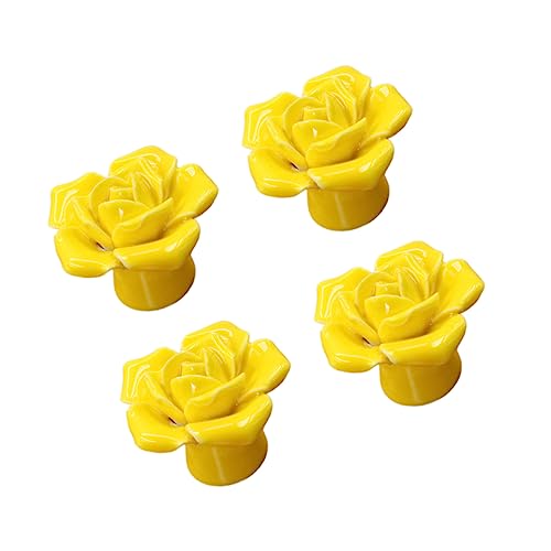 OSOLADY 4 Stück Blumenform Keramik Griff Moderner Schubladengriff für Möbel Kleiderschrank und Schublade Gelb und Kreativ OSOLADY 4 Stück Blumenform Keramik Griff Moderner Schubladengriff für Möbel Kleiderschrank und Schublade Gelb und Kreativ von OSOLADY