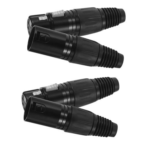 OSOLADY 4 Stück Fünfkernkopf Xlr Line Adapter Audiokabel Stecker Mikrofon Stereo Adapter Stereo Mikrofonanschluss Stecker Mikrofonstecker Anschluss Xlr Enden Schwarz Metall von OSOLADY