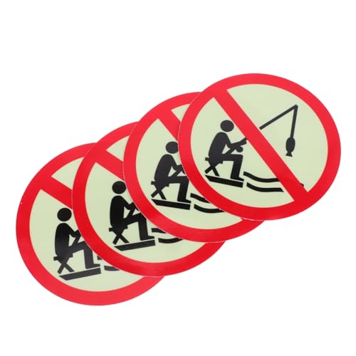 OSOLADY 4 Stück Nachleuchtendes No Fishing Wandzeichen Selbstklebend für Park See Teich Fluss Wasserfestes Warnschild gegen Angeln Sichtbar bei Einfache Montage Anwendung von OSOLADY