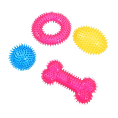 OSOLADY 4 Stück Teiliges Robustes Hundespielzeug mit Elastischen Noppenbällen Zahnreinigend für Welpen und Hunde Aller Geeignet Kauen und Beruhigen Langlebig und Sicher für Zähne von OSOLADY