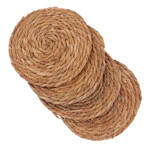 OSOLADY 4 Stück Topflappen- Tischset Aus Seegras Tischsets Saugfähige Tassenuntersetzer Tischsets Aus Rattan Heißes Pad Für Die Küche Kleines Rattan-tischset 4pcs Beige von OSOLADY