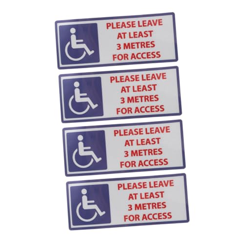 OSOLADY 4 Stück Warnaufkleber Schild Selbstklebender Aufkleber Warnsignale Behindertenbeschilderung Warnschild Für Behinderte Menschen Handicap-schilder Rollstuhl-schild Pvc von OSOLADY