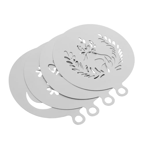 OSOLADY 4-teilige Kaffee-dekorationsschablonen: -vorlage Für Latte Art – Rentier-schneeflockenbohnen – Bestäuben Von Formwerkzeugen Für Pulverstreuer, Kuchen, Kekse, Cappuccino OSOLADY 4-teilige Kaffee-dekorationsschablonen: -vorlage Für Latte Art – Rentier-schneeflockenbohnen – Bestäuben Von Formwerkzeugen Für Pulverstreuer, Kuchen, Kekse, Cappuccino von OSOLADY