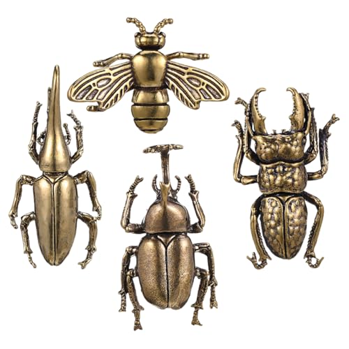 OSOLADY 4-teiliges Messing-Insekten-Ornament-Set: Kreative Retro-Bienen- und -Skulpturen zur Heimdekoration – Metallfiguren für Schreibtisch, Regal und Tisch von OSOLADY