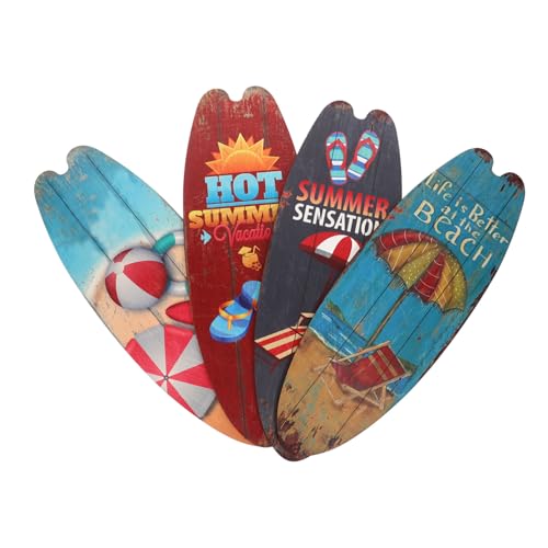 OSOLADY 4Stücke Teiliges Holz Surfbrett Vintage Holz Ornament für Büro und Strandzubehör für Gemütliche von OSOLADY