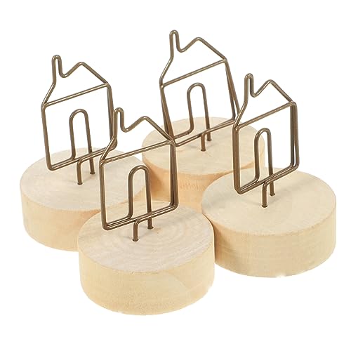 OSOLADY 4Stücke Tischkartenhalter aus Holz mit Stabilem Clip für Hochzeiten Geburtstagsfeiern und Veranstaltungen Robust und Wiederverwendbar Platzsparend und Leicht von OSOLADY