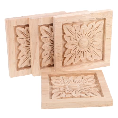 OSOLADY 4Stücke Vintage Holzschnitzerei Applikationen Unbemalt Quadratisch für Möbel Türen Schränke Dekorative Onlay Applikationen für Kreative DIY Projekte OSOLADY 4Stücke Vintage Holzschnitzerei Applikationen Unbemalt Quadratisch für Möbel Türen Schränke Dekorative Onlay Applikationen für Kreative DIY Projekte von OSOLADY