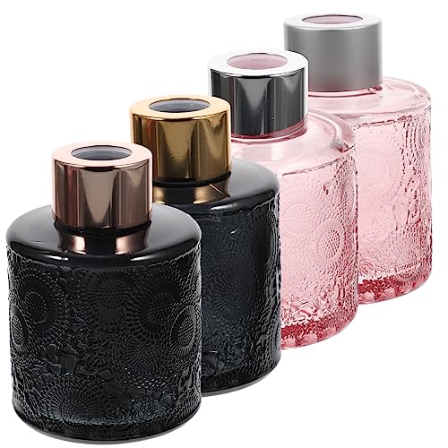 OSOLADY 4stücke Aromatherapieflasche Glas Parfümbehälter Mit Prägung Für Schlafzimmerküche Wohnzimmer Aromaflasche Dekorative Flasche Als Diffusor Oder Deko von OSOLADY