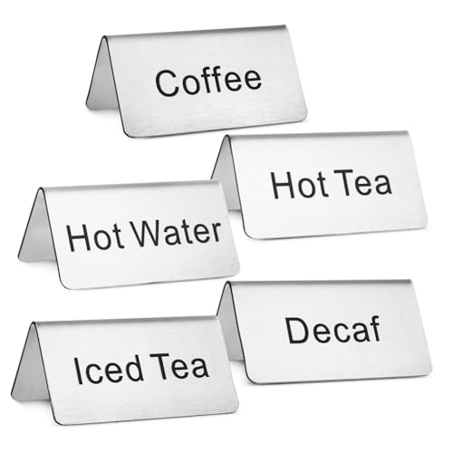 OSOLADY Home Bar Zubehör 5 Pack Edelstahl Tee Kaffee Zeichen Tisch Zelt Zeichen von OSOLADY