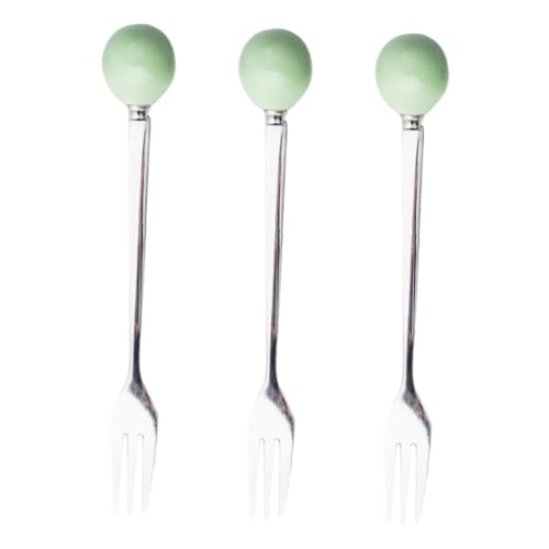 OSOLADY 6 Stück Teiliges Mini dessertgabel Grünem Keramikgriff Edelstahl essbesteck Ergonomisch Geformt für Kuchen Kaffee und Dessert Verarbeitet Praktische Tischbestecke von OSOLADY