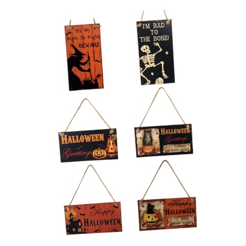 OSOLADY 6 Stücke Holz Türschild Halloween Party Hängen Plaque Dekoration Zubehör OSOLADY 6 Stücke Holz Türschild Halloween Party Hängen Plaque Dekoration Zubehör von OSOLADY