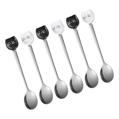 OSOLADY 6Stücke Katzenlöffel Niedliche Keramik und Löffel für Tee Kaffee und Desserts für Katzenliebhaber zum Rühren und Genießen von Leckereien von OSOLADY