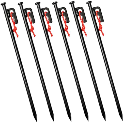 OSOLADY 6Stücke Metallzelteinsätze Heavy Duty Zeltfixierstifte mit Aufbewahrungsbeutel für Camping Garten Strand und Windschutz für Zelte und Vordächer von OSOLADY
