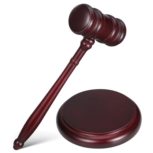 OSOLADY Auktionshammer Holz Richterhammer mit Klangblock Langlebig für Gericht Auktionen und Juristen Klassisch Handgefertigt für Anwälte Richter Meetings und Rollenspiele von OSOLADY