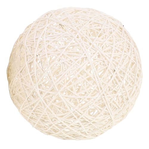 OSOLADY Boho Rattan Lampenschirm Kugelform Weiß Geflochtene Pendelleuchte Abdeckung Rustikaler Lampenschirm für Wohnzimmer Natürliche Warme Atmosphäre Langlebiges Material von OSOLADY