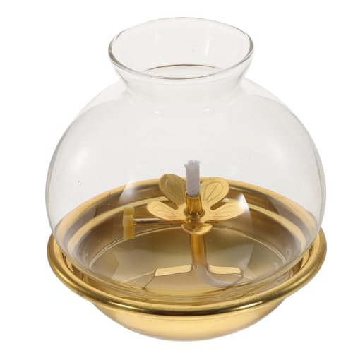 OSOLADY Öllampe Mit Lampenschirm Vintage Petroleumlampe Für Altar Und Wohnbereich Spirituelle Tischlampe Für Wohnzimmer Küche Oder Tempel Inklusive Praktischem Glasschirm Für von OSOLADY