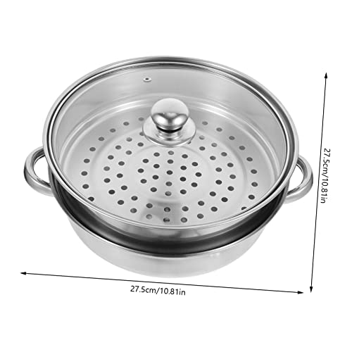 OSOLADY Doppelstöckiger Dampfgarer mit Griffen Vielseitiger Küchen Dämpftopf für Familie Restaurant Spülmaschinengeeignet für Gemüse Fisch Eier Meeresfrüchte Brot und von OSOLADY