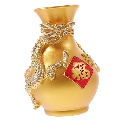 OSOLADY Drachen-vase Aus Resin Handgefertigte Dekovase in Gold Für Trockenblumen Und Blumenarrangements Stilvolle Tischdekoration Für Wohnzimmer Schlafzimmer Und Eingangsbereiche von OSOLADY