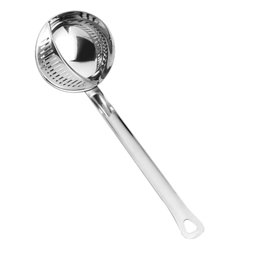 OSOLADY Edelstahl Suppenkelle Ölfilter Löffel mit Langem Griff Hitzebeständig Fein Gelocht für Effektive Fettabscheidung Multifunktional als Suppen Hot Pot Sieb Rostfrei Praktisches von OSOLADY