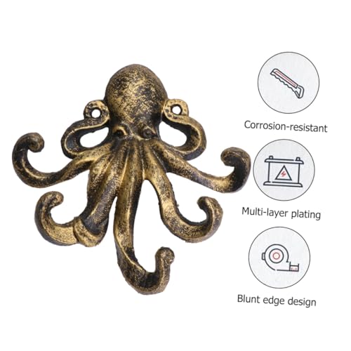 OSOLADY Gusseisen Wandhaken Retro Stil Dekorativer Schlüssel und Garderobenhaken für Wohnzimmer Badezimmer Küche Robuster Wandmontierter Mehrzweck Haken in Gold von OSOLADY