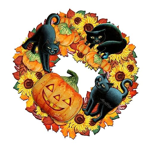 OSOLADY Halloween Kürbis Katze Türschild Rustikale Halloween Tür Wanddekoration Ornament OSOLADY Halloween Kürbis Katze Türschild Rustikale Halloween Tür Wanddekoration Ornament von OSOLADY