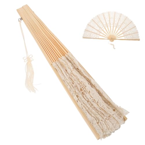 OSOLADY Handfächer aus Besticktem Tragbarer Spitzen Faltventilator mit Quaste Eleganter Handfächer für Tanz Party Cosplay und Sommer Leicht und Dekorativ von OSOLADY