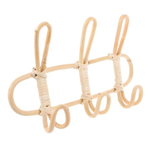 OSOLADY Handgefertigtes Rattan Naturfarbton Vintage Wandgarderobe Robust Wandhaken Regal für Schlafzimmer und Flur Rustikales Organizer Wandhaken Rack von OSOLADY