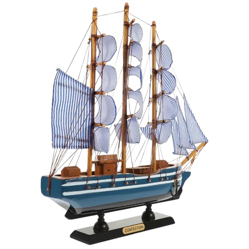 OSOLADY Holz Segelboot Modell Für Dekoration Innendekoratives Segelbootboot Tischdekor Für Wohnzimmer Esszimmer Büro Und Andere Orte Mediterraner Stil von OSOLADY