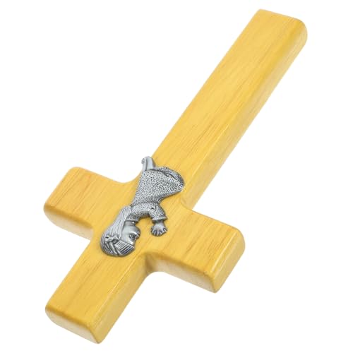 OSOLADY Holzkreuz Mit Gebetsmädchen- Dekorative Wandkunst Aus Holz Für Schlafzimmer Und Studienräume Installieren Nachhaltig Und Langlebig von OSOLADY