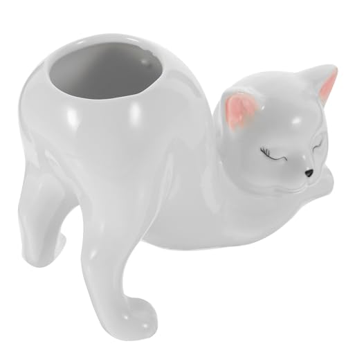 OSOLADY Katze Blumenvase Keramik Tischvase Für Blumenarrangement Heimdekor Keramikblumentopf Basteln Vasendekor von OSOLADY