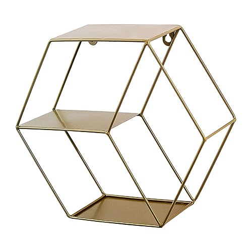 OSOLADY Kreatives Nordisches Hexagon Wandregal aus Doppellagiges Aufbewahrungsregal für Schlafzimmer und Wohnzimmer Wanddekoration ohne Bohren von OSOLADY