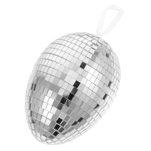 OSOLADY Mini Silber Disco Bälle Reflektierende Hängediskugel Eierform für Osterbaum Dekoration Qualitätsmaterialien Festliche Vielseitig Einsetzbar von OSOLADY