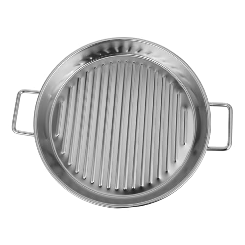 OSOLADY Runder Teller Aus Edelstahl, Silbernes Serviertablett, 20 Cm, Meeresfrüchteplatte Für Grillabende Und Snacks, Partys Zu Hause Und Kochen Im Freien, Silbernes Doppelohren-design OSOLADY Runder Teller Aus Edelstahl, Silbernes Serviertablett, 20 Cm, Meeresfrüchteplatte Für Grillabende Und Snacks, Partys Zu Hause Und Kochen Im Freien, Silbernes Doppelohren-design von OSOLADY