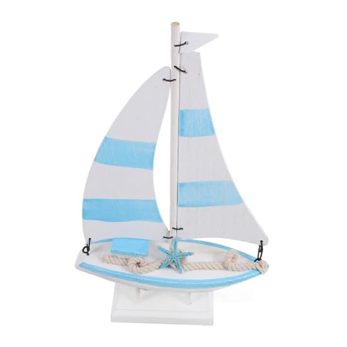 OSOLADY Handgefertigtes Segelboot Aus Holz Dekorative Nautische Figur für Küsten- Wohn- und Tischdekoration Im Mediterranen Stil von OSOLADY