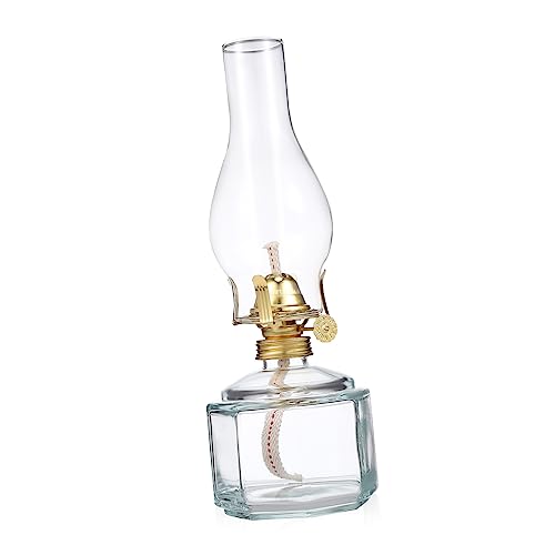 OSOLADY Vintage Öllampe Aus Glas Mit Goldener Fassung Dekorative Petroleumlampe Für Innenraum Und Garten Tragbar Und Leicht Als Geschenk Für Stylische Tischdekoration von OSOLADY