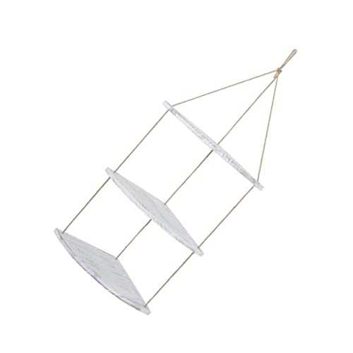 OSOLADY Wand Eckregal aus Holz mit Jute Seil Hängendes Blumentopf Regal für Wohnzimmer Schlafzimmer und Küche Nordischer Stil Dekoratives Aufbewahrungsregal von OSOLADY