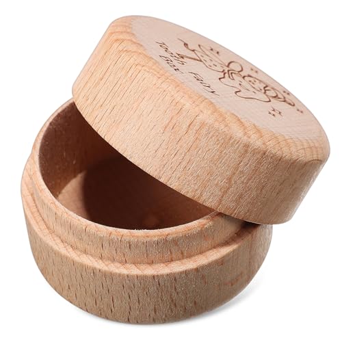 OSOLADY Zahnbox aus Holz für Aufbewahrungsbox für Andenken mit Süßem Design Dichtem Verschluss und Tragbarer für Jungen und Mädchen von OSOLADY