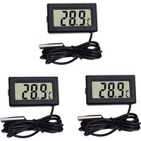 Osqi - Mini-Thermometer, digitales LCD-Thermometer, Temperaturüberwachung mit externer Sonde für Auto/Kühlschrank/Aquarium/Aquarium/Raum (3 Stück, von OSQI