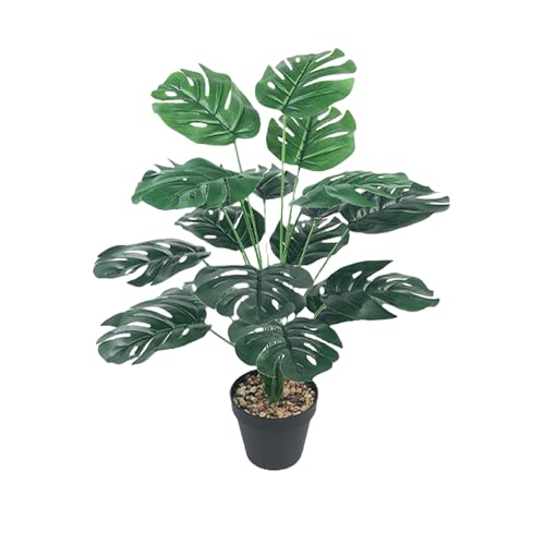 OSQI Kunstpflanze Töpfen,Große Monstera Fake Pflanzen, Innen und Außen Künstliche Blumen Wie Echt Geeignet für Zimmer,Badezimmer,Balkon Deko,Wohnzimmer Deko Modern(57x40cm) von OSQI