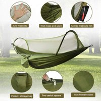Hängematte mit Moskitonetz, 300 kg Tragkraft, schnell trocknend, ultraleicht, mit 2 Karabinern, 2 robusten Gurten für Outdoor, Camping, Garten – von OSQI