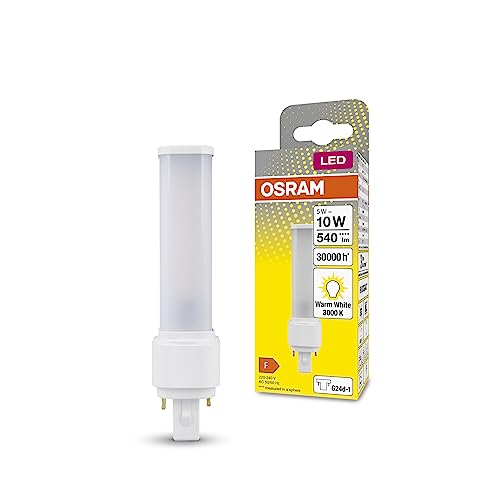 OSRAM DULUX LED D10 EM, G24D-1, 5W, 540lm, 3000K, warmweiße Lichtfarbe, zielgerichtete Beleuchtung dank rotierender Endkappe, LED-Ersatz für klassische Kompaktleuchtstofflampen mit Sockel G24D-1 von Osram